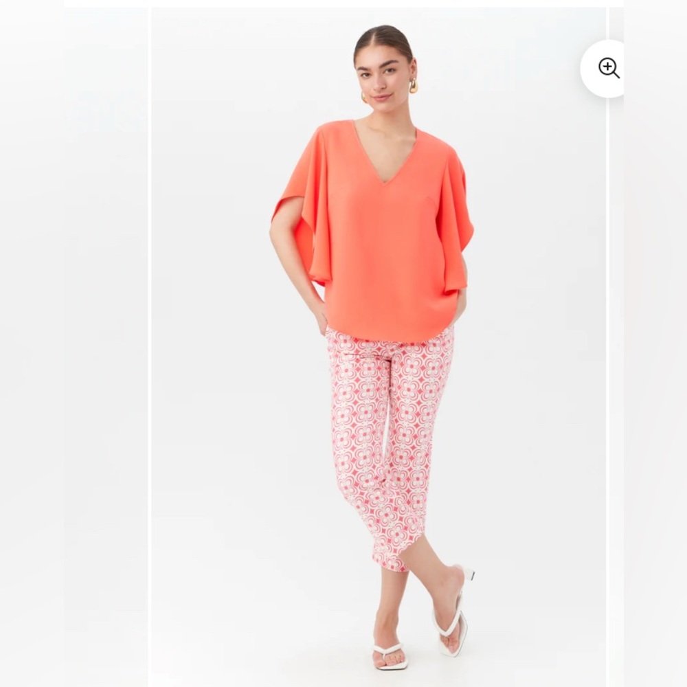 Trina Turk NWT Flare Pant Positano Pink Crop Resortwear Vacation Tropical